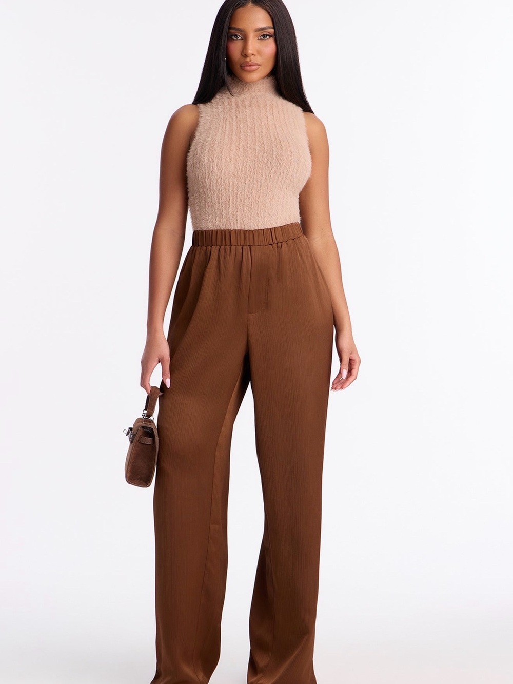 Fashion Nova Chocolate High-Rise Wide-Leg Palazzo Pants